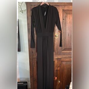 Black Long Sleeve Gown. wrap to the front but sewn in. Great for New Year’s Eve